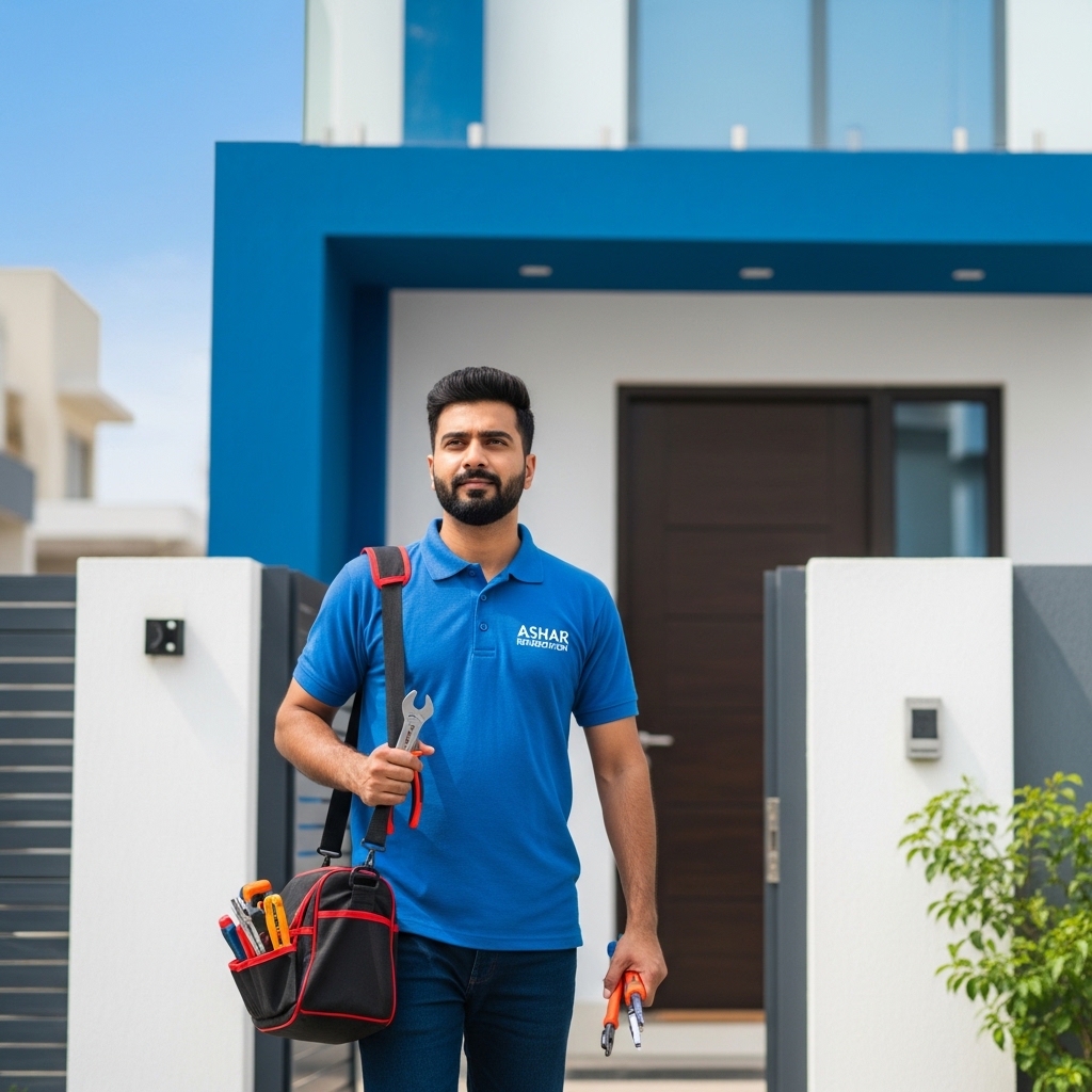 AC service technician providing AC repair and gas filling service in Karachi